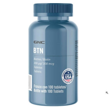 GNC BTN Biotina 300 mcg, Suplemento Alimenticio, 100 Tabletas